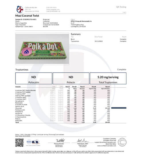 Polk-A-Dot Schokolade | 5 Gramm | Maui Coconut Twist Schokoladenriegel